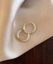 Stylish White Copper Overgild Circle Hoop Earrings