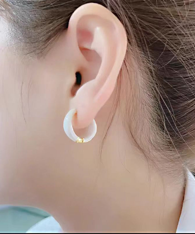 Stylish White Copper Overgild Circle Hoop Earrings