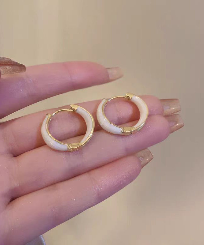 Stylish White Copper Overgild Circle Hoop Earrings