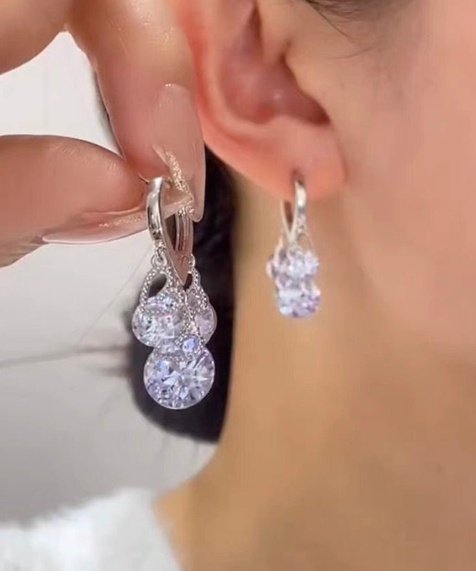 Stylish White Copper Zircon Love Drop Earrings