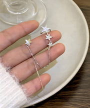 Stylish White Copper Zircon Star Drop Earrings