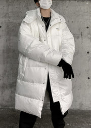 Stylish White Hooded Zippered Duck Down Men Coats Winter