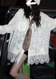 Stylish White Oversized Patchwork Lace Top Spring