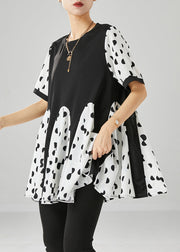 Stylish White Oversized Patchwork Print Chiffon Shirts Summer