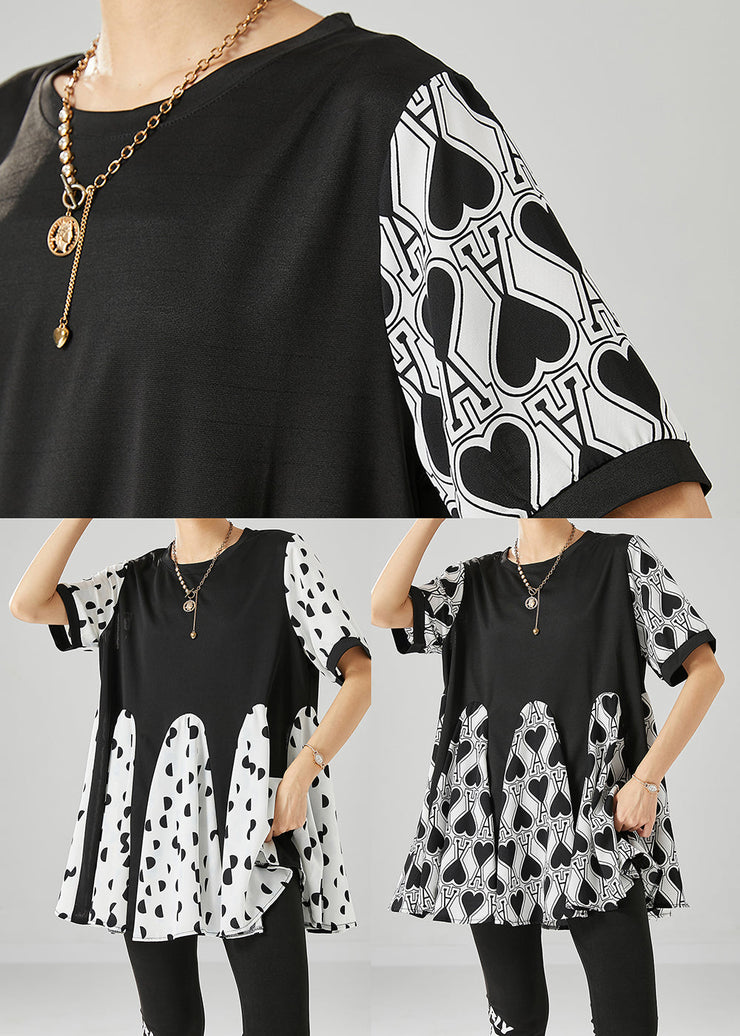 Stylish White Oversized Patchwork Print Chiffon Shirts Summer