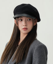 Stylish White Patchwork Solid Woolen Beret Hat