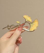 Stylish Yellow Alloy Ginkgo Leaf Hairpin