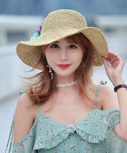 Summer Beach Flower Large Straw Soven Foldable Sunshade Hat