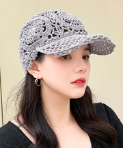 Summer Black Hooked Flower Thin Hollow Knitted Duck Tongue Hat
