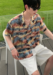 Summer Coconut Print Vacation Style Short Sleeved Men Shirt