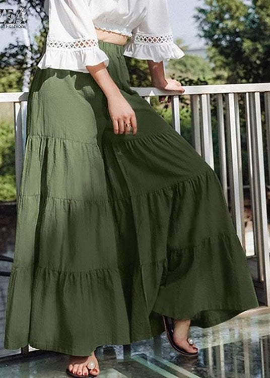 Tea Green Pleated Hakama Pants Skirt