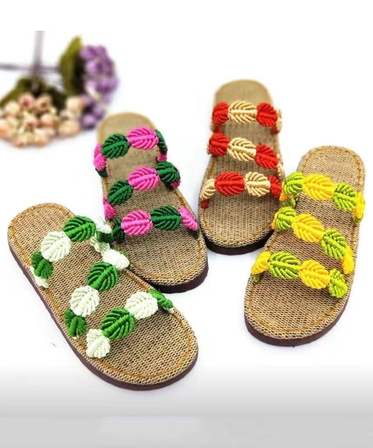 Summer Handmade Woven Linen Flat Slide Sandals