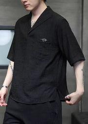 Summer New Chinese Jacquard Ice Silk Short Sleeved T Shirt