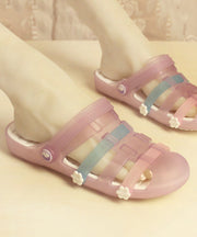 Summer New Comfy Pink Hollow Out Flats Slide Sandals