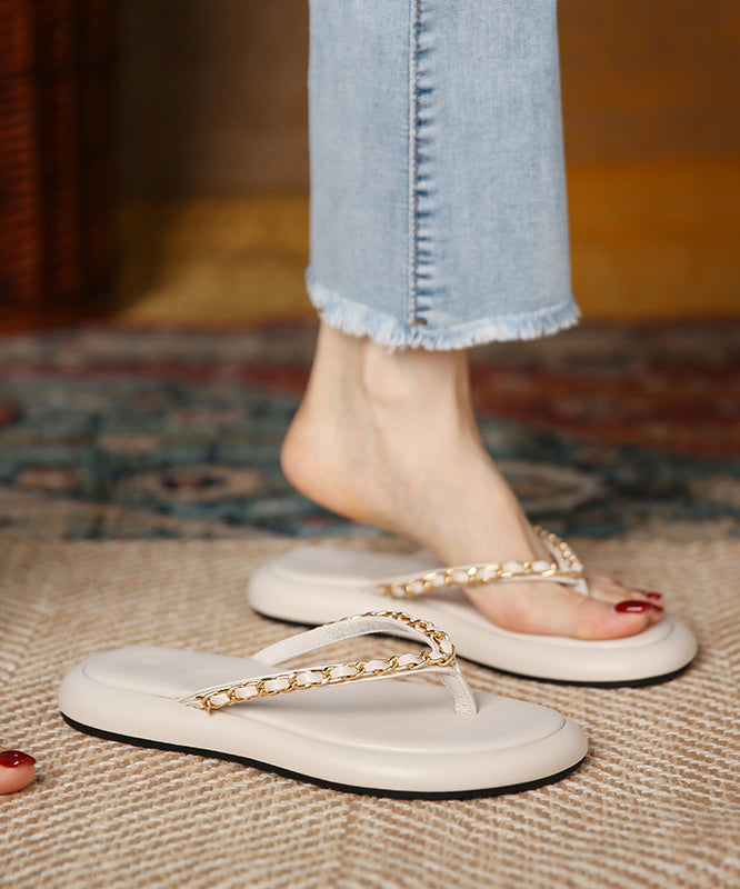 Summer New Fashion Black Chain Flip Flops Slide Sandals