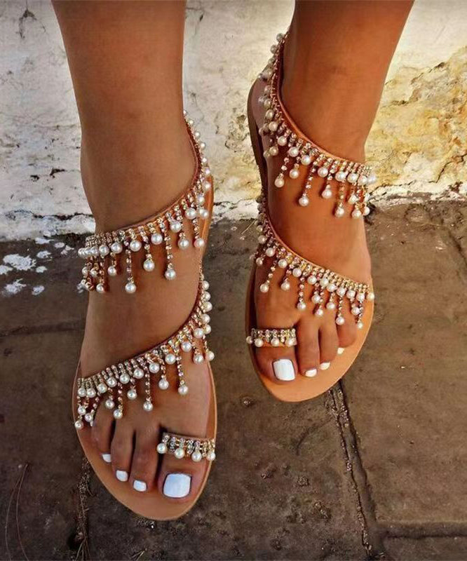 Summer New Roman Handmade Beaded Flat Sandals