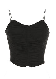 Summer Sexy Spicy Girl Black Strapless Small Suspender Backless Short Top