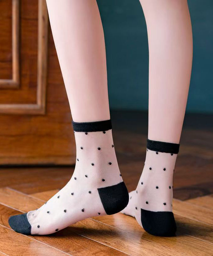 Summer Thin Jacquard Transparent Mesh Mid Length Socks