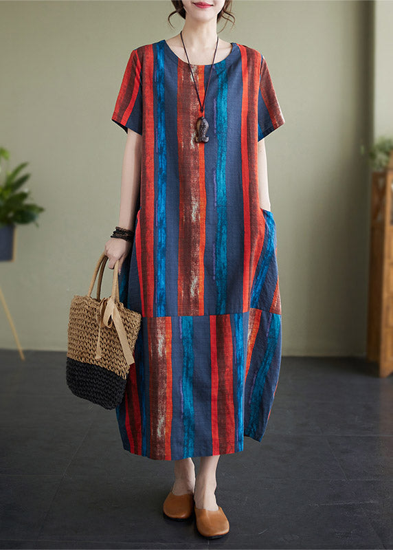 Tangerine Patchwork Loose Maxi Dress Summer