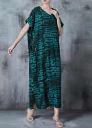 Tea Green Striped Chiffon Maxi Dress Oversized Summer