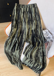 Tea Green Tie Dye Chiffon Wide Leg Pants Spring