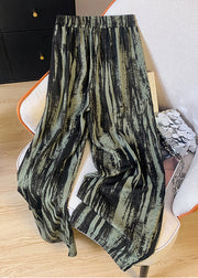 Tea Green Tie Dye Chiffon Wide Leg Pants Spring