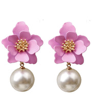 Temperament Female Fashion Yellow Metal Imitation Pearl Jewelry Drop Earrings