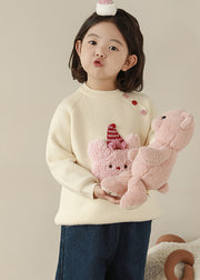 Unique Beige Asymmetrical Cotton Knit Kids Sweater Tops Spring