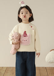 Unique Beige Asymmetrical Cotton Knit Kids Sweater Tops Spring