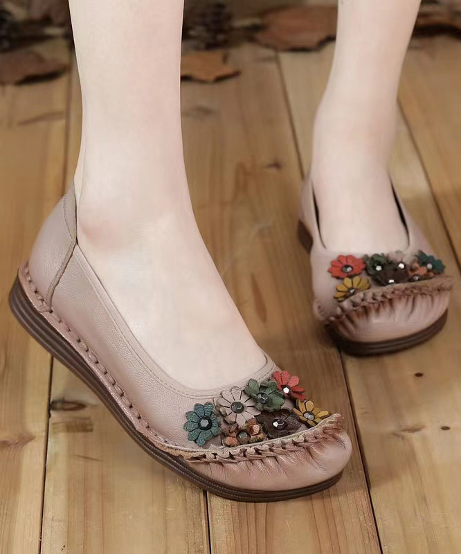 Unique Black Flower Splicing Flat Shoes