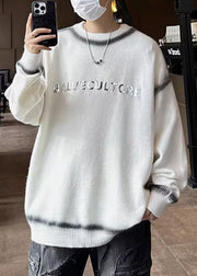 Unique Black Gradient O Neck Thick Knit Sweaters Men Apparel Winter