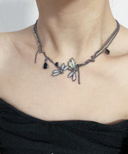 Unique Black Metal Alloy Dragonfly Pendant Necklace