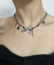 Unique Black Metal Alloy Dragonfly Pendant Necklace