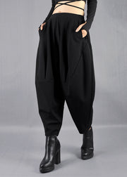 Unique Black Oversized Cotton Pants Trousers Spring