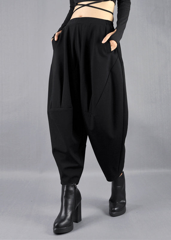 Unique Black Oversized Cotton Pants Trousers Spring