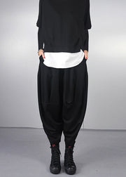 Unique Black Oversized Cotton Pants Trousers Spring