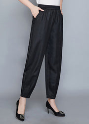 Unique Black Pockets Lantern Elastic Waist Pants Summer