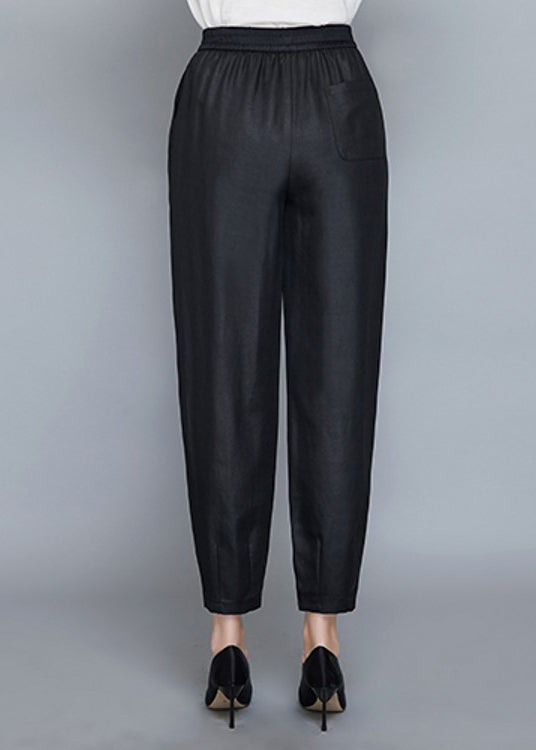 Unique Black Pockets Lantern Elastic Waist Pants Summer