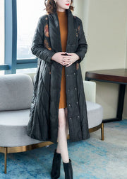 Unique Black Side Open Print Thick Fine Cotton Filled Coat Winter