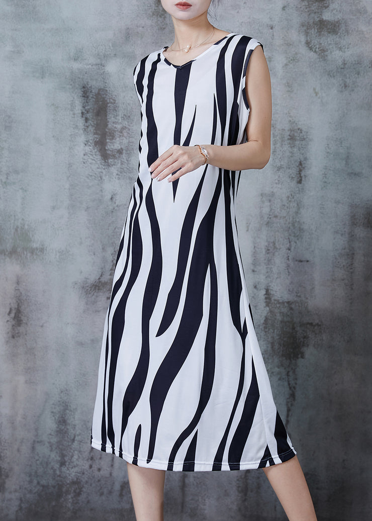 Unique Black Striped Chiffon Maxi Dresses Summer