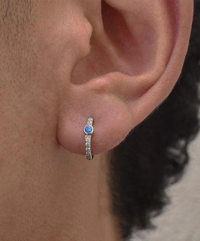 Unique Blue Sterling Silver Zircon Stud Earrings