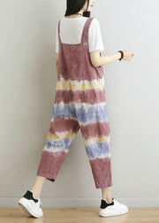 Unique Brick Red Oversized Tie Dye Cotton Jumpsuits Spring