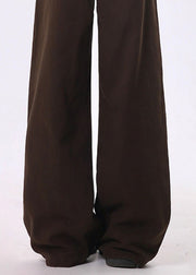 Unique Brown Ruffled Patchwork Cotton Pants Spring