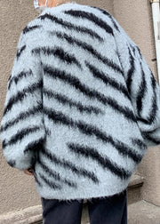 Unique Brown Striped Cozy Knit Men Sweaters Winter