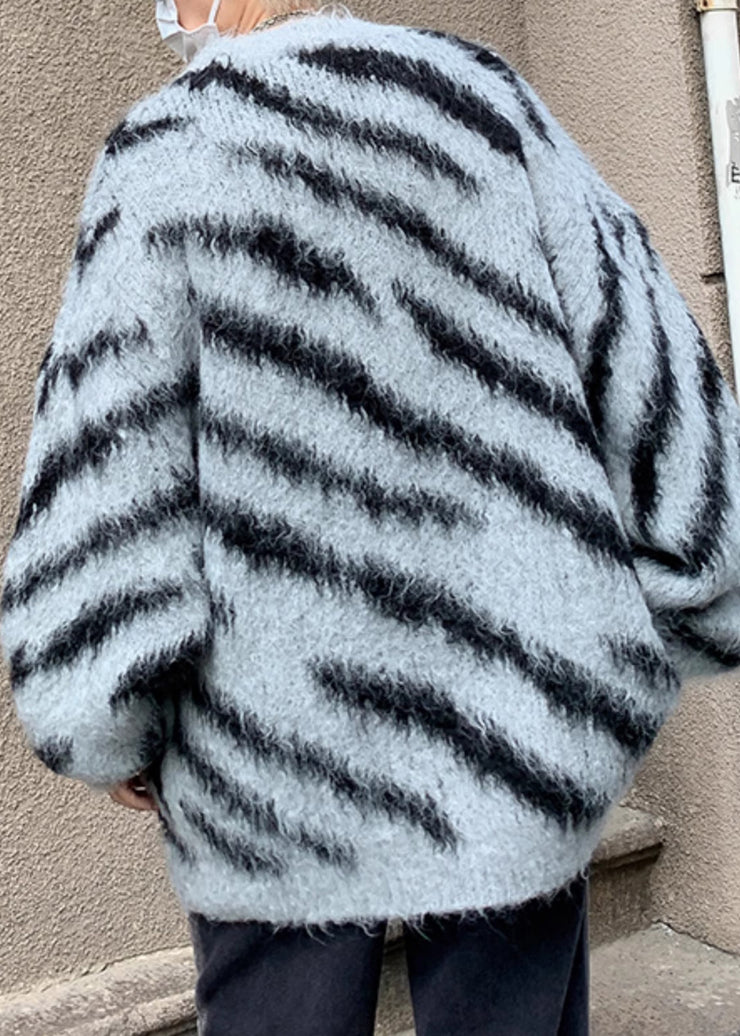 Unique Brown Striped Cozy Knit Men Sweaters Winter