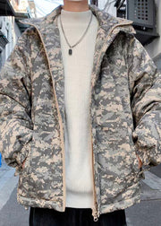 Unique Camouflage Stand Collar Pockets Mens Parka Spring