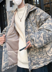 Unique Camouflage Stand Collar Pockets Mens Parka Spring