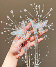 Unique Champagne Acrylic Butterfly Tassel Girls Hairpin