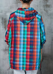 Unique Colorblock Oversized Plaid Cotton Sweatshirts Top Spring