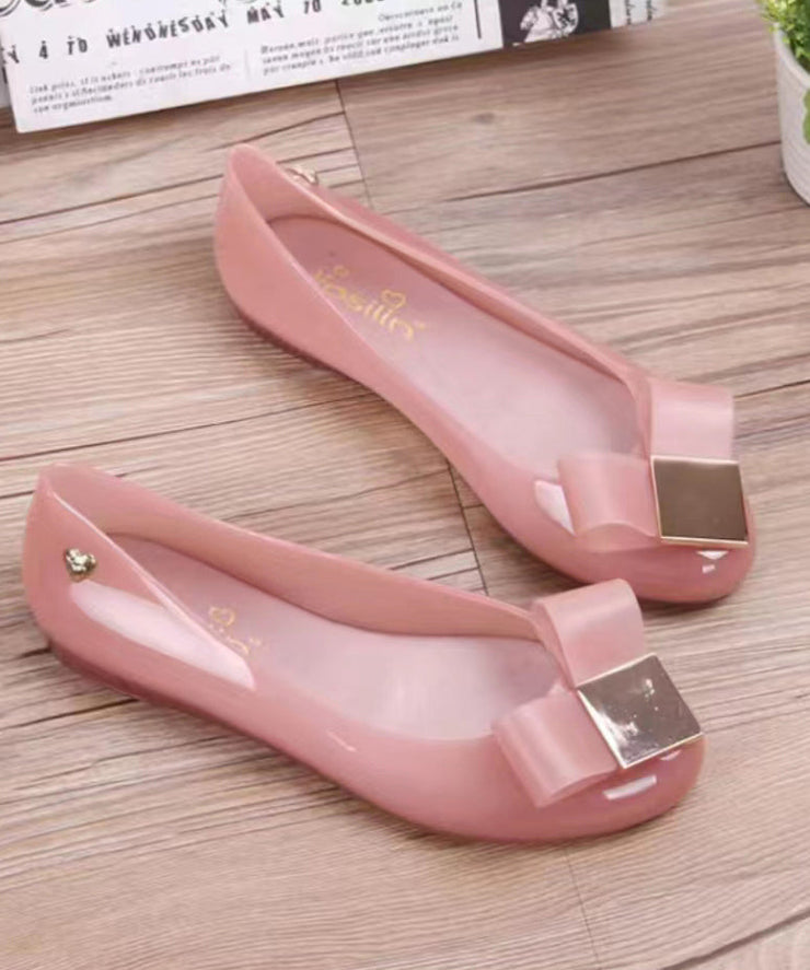 Unique Comfortable Splicing Clear Flat Feet Shoes Pink